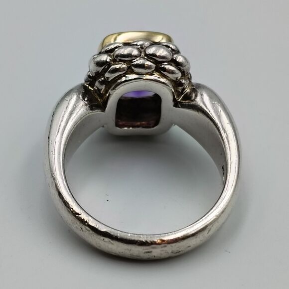 Lorenzo Sterling Silver 925 18K Gold Accent Amethyst Cocktail Ring Sz 7 - Picture 12 of 16